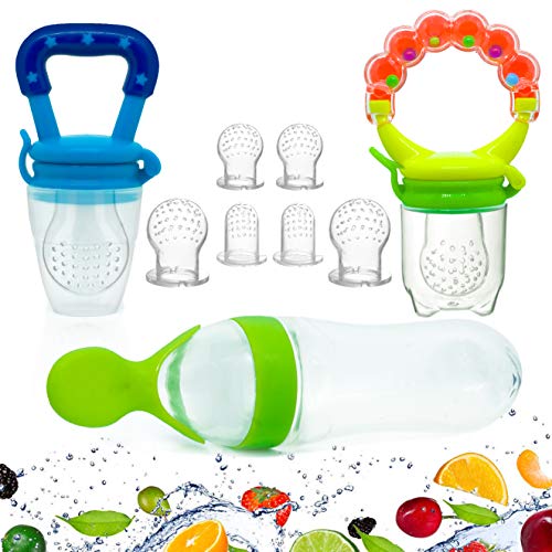 Gedebey Baby Food Feeder, Pacifier Fruit- Fresh Silicone Bottle Squeeze Spoon Frozen Fruit Teething Pacifiers Nibbler