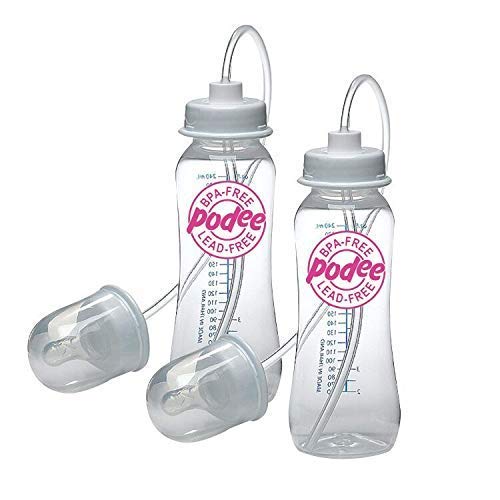 Podee Hands Free Baby Bottle - Anti-Colic Self Feeding System 9 oz (2 Pack - Pink)
