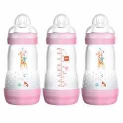 MAM Easy Start Anti-Colic Bottle , Baby Essentials, Medium Flow Bottles with Silicone Nipple, Baby Bottles for Baby Girl, Peach,