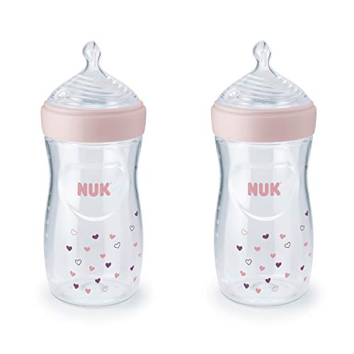NUK Simply Natural Baby Bottles Assorted Colors, 9 oz, 2-Pack