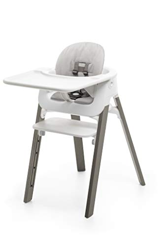 Stokke Steps High Chair Bundle Complete with Cushion (Hazy Grey/White/Grey Cushion)