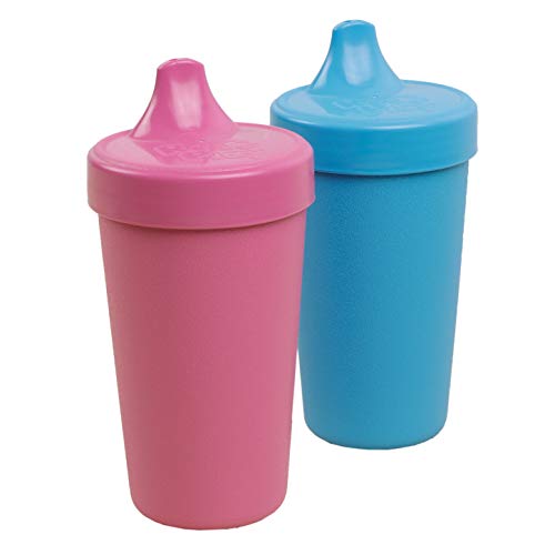 Re Play Re-Play Made in USA 2pk Toddler Feeding No Spill Sippy Cups | 1 Piece Silicone Easy Clean Valve | Eco Friendly Heavyweight