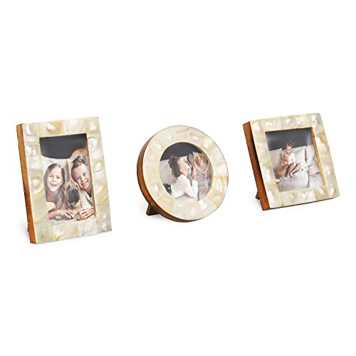 Handicrafts Home Baby Picture Frame for Newborn Girls and Boys Shower Frames Set of 3 Natural