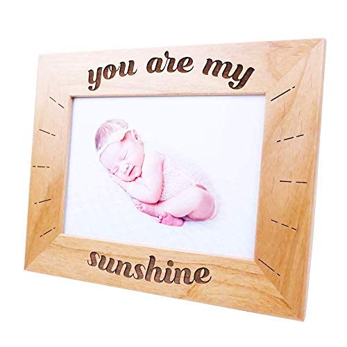 PRINT SUPREMACY You are My Sunshine-Natural Wood Engraved Photo Frame w/Glass,Baby Picture Frame,Grandchildren Picture