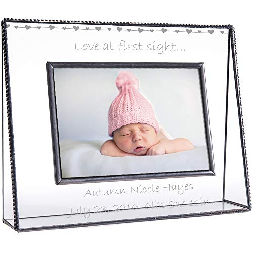 J Devlin Glass Art Baby Picture Frame Personalized Gift for New Mom and Dad 4x6 Photo Engraved Glass Keepsake Nursery DÃ©cor Pic 319 EP558 (4x6