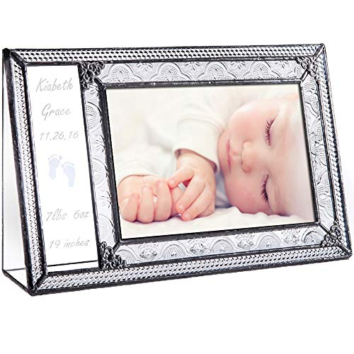 J Devlin Glass Art Personalized Baby Picture Frame 4x6 Photo Engraved Clear Glass Nursery Decor Newborn Gift for Girl or Boy New Parents