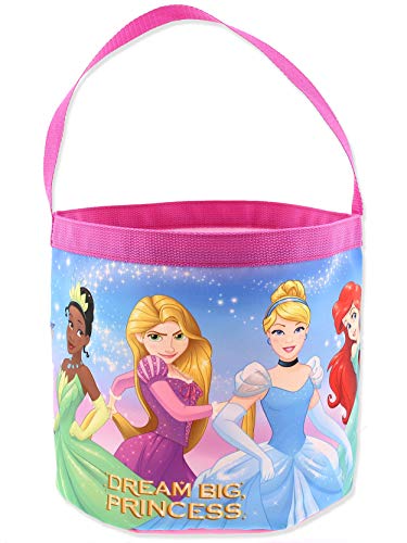 Disney Princess Girls Collapsible Nylon Holiday Basket Bucket Toy Storage Tote Bag (One Size, Pink)