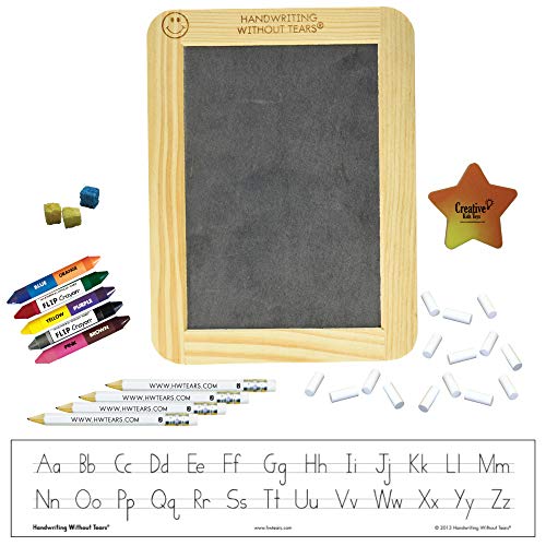 Handwriting without Tears Manuscript Beginner Kit with Slate, Chalk, Pencils,  Flip Crayons, Sponge Cubes and Eraser HWOT