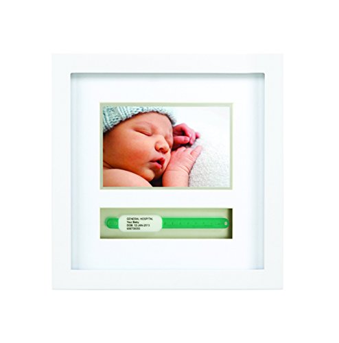 Pearhead Baby Keepsake Hospital ID Bracelet and Photo Frame, Baby Shower Gift, White