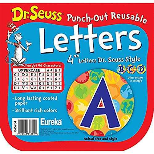 Eureka Dr. Seuss 'Cat in The Hat' Spot Punch Out Letter Classroom Decoration, 96pc, 4 ''H