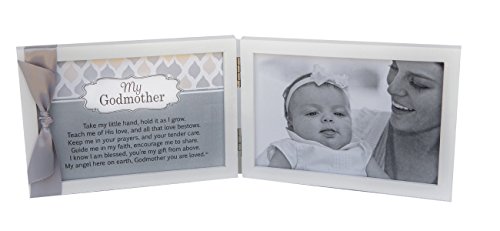 The Grandparent Gift Co. My Godmother, You are Loved Poem White Double Hinged 4 x 6 Photo Frame with Ribbon