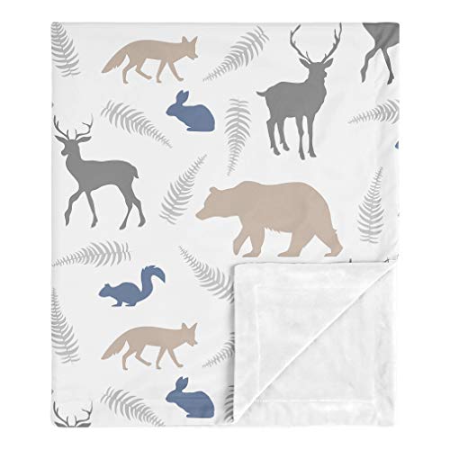 Sweet Jojo Designs Bear Gray Deer Fox Woodland Animals Baby Boy Receiving Security Swaddle Blanket for Newborn or Toddler