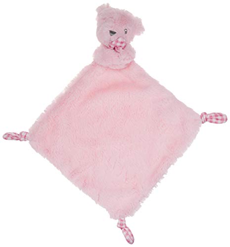 KELLY BABY Pink Bear Security Blanket with Rattle Polka Dot Accents