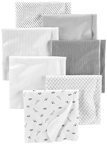 Simple Joys by Carter's Baby Unisex 7-Pack Flannel Receiving Blankets, Gray/White/Black, One Size