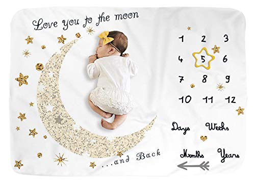 BUTTZO Baby Monthly Milestone Blanket for Boy and Girl,Monthly Blanket for Baby Pictures,Baby Photo Blanket for Newborn (Golden