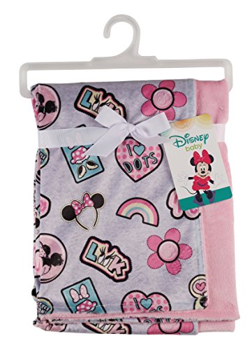 Disney Minnie Mouse Mink and Sherpa Double Sided Infant Blanket, Style Icon Print