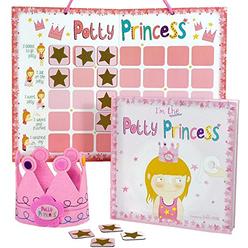 Tickle & Main Princess Potty Training Gift Set with Book, Potty Chart, Star Magnets, and Reward Crown for Toddler Girls. Comes in Castle