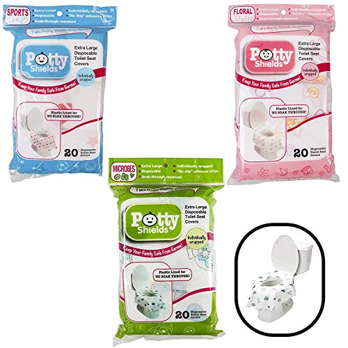 Potty Shields Disposable Toilet Seat Covers for Kids & Adults, 40 Pack Protect from Public