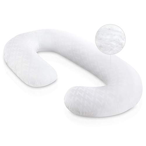 MALOUF Z Total Body C-Shape Pregnancy Wrap Around Ultra Supportive Sleeping Pillow, White