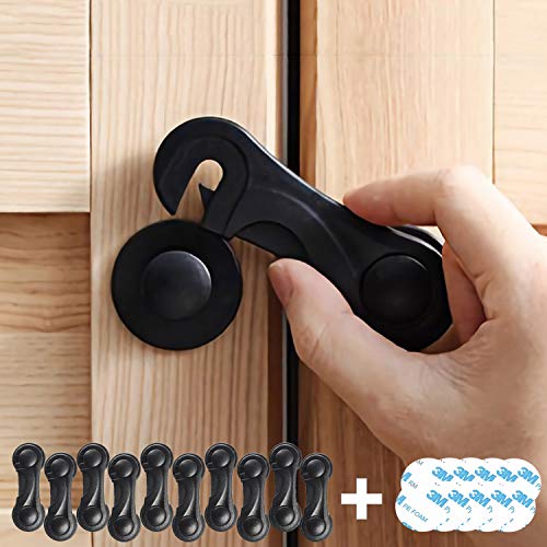 HEOATH Child Safety Cabinet Locks (10 Pack) - Baby Proofing Latches Lock  for Drawers, Toilet Seat, Fridge, Oven, with 10 Extra 3M