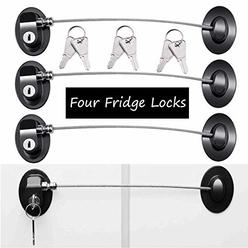 XJunion Refrigerator Door Locks(4-Pack Black),Mini Fridge Lock, File Cabinet Lock, Drawer Lock, Lock for Cabinet, Child Safety Lock