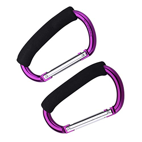 JIALEEY Strong Large Durable Buggy Carabiner Stroller Hooks Mummy Clip Pram Pushchair Grocery or Shopping and Plastic Bags