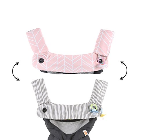 Mila Millie Premium Drool and Teething Reversible Cotton Pad | Fits Ergobaby Four Position 360 + Most Baby Carrier | Pink Herringbone