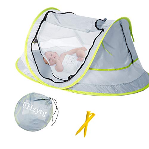 FHzytg Large Baby Beach Tent, Portable Baby Travel Tent UPF 50+ Infant Sun Shelters Pop Up Folding Travel Bed Mosquito Net Sunshade