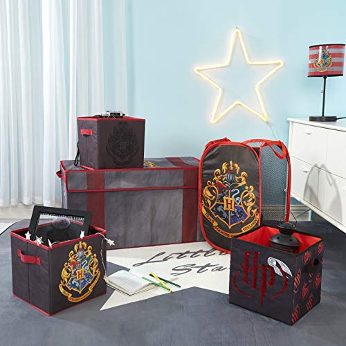 Harry Potter 5 Piece Solution Set, Come with Collapsible Trunk, Pop Up Hamper, 2, 1 Sequin Storage Cube, Black/Red