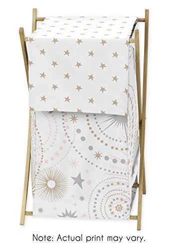 Sweet Jojo Designs Blush Pink, Gold, Grey and White Star and Moon Baby Kid Clothes Laundry Hamper for Celestial Collection by Sweet Jojo Designs
