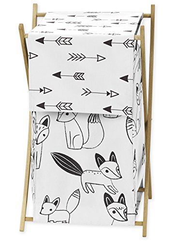Sweet Jojo Designs Baby Children Kids Clothes Laundry Hamper for Black and White Fox and Arrow Bedding Set