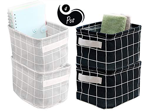 AARainbow 4 Packs Storage Basket Bins Canvas Mini Storage Cubes Storage Basket for Makeup, Toys Liners, Books Storage Baskets