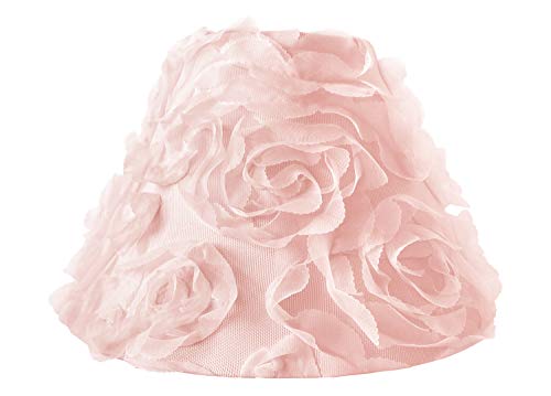 Sweet Jojo Designs Pink Floral Rose Lamp Shade - Solid Light Blush Flower Luxurious Elegant Princess Vintage Boho Shabby Chic