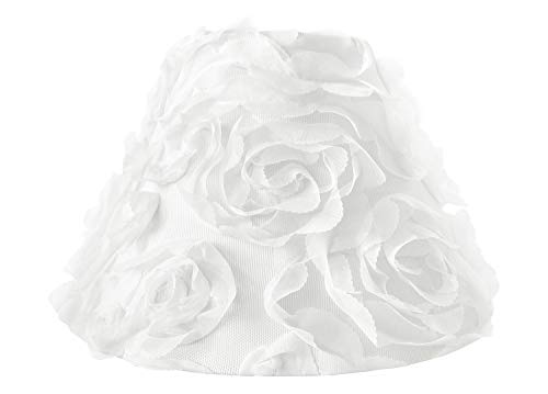 Sweet Jojo Designs White Floral Rose Lamp Shade - Solid Flower Luxurious Elegant Princess Vintage Boho Shabby Chic Luxury
