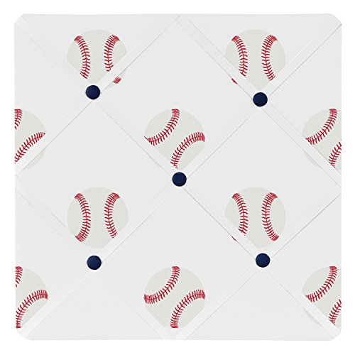 Sweet Jojo Designs Red, White and Blue Fabric Memory Memo Photo Bulletin Board for Baseball Patch Sports Collection