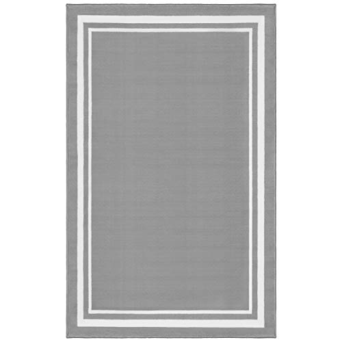 Evolur Home Nursery Rug 70"x52" in Dove Grey with White Border