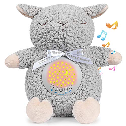 BEREST Sleepy Sheep Baby Sleep Soother, Lullabies & Shusher White Noise Machine Sound Soother, Nursery Decor Night Light Projector,
