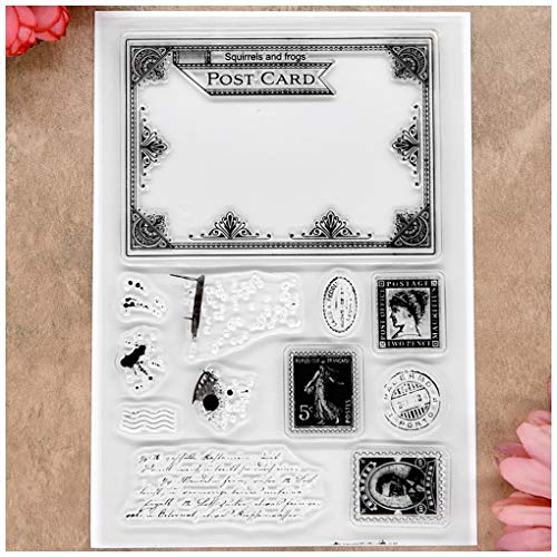 P3KGR44 Kwan Crafts Post Card Postage Stamp Clear Stamps for Card Making  Decoration and DIY Scrapbooking