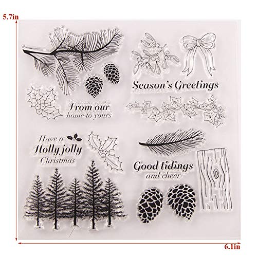 LZBRDY 1ZRWG8W Winter Trees Branch Leaves Pine Cones Bow Clear