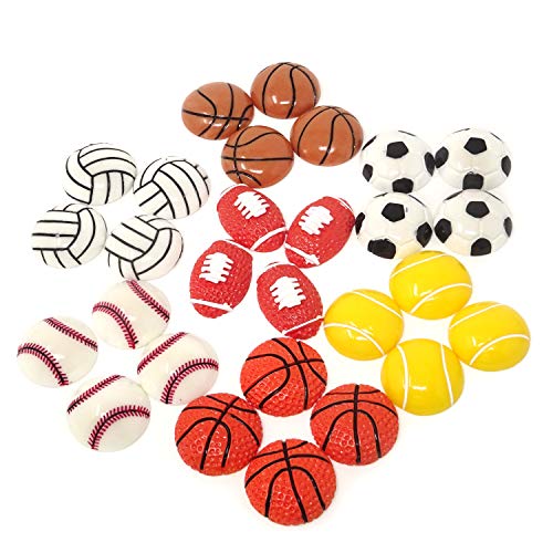 Honbay 28PCS Assorted Sport Ball Slime Beads Flatback Resin Charms for Scrapbooking, Hair Clip, Phone Case, DIY Crafts, etc