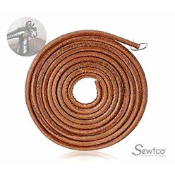 SEWTCO Sewing Machine Belt Real Cow Leather Belt 71" 3/16" The Best Sewing Machine Belt Treadle Parts with Hook for Singer/Jones