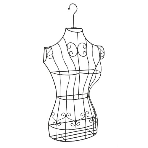 MyGift Black Metal Wire Frame Freestanding Display Stand/Hanging Dress Form Mannequin Decor