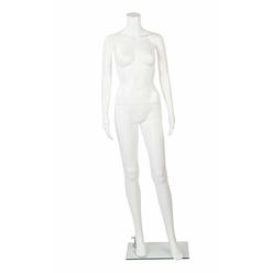 SSWBasics Female Headless White Plastic Mannequin with Straight Arms - with Base - 5'4"H