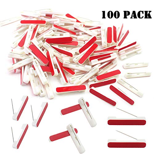 Luckkyme 100Pcs White Adhesive Safety Pins Back, Adhesive Bar Pins for