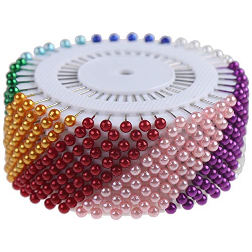 CCINEE 480 Pieces Multicolor Straight Pins Quilting Pearl Head Pins for Christmas and Other Crafts Making and Sewing