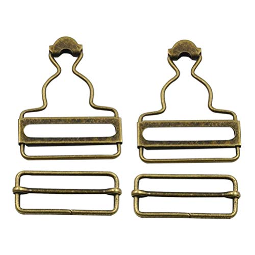 healifty Healifty 4pcs Overall Buckles Retro Suspender Buckles Overall Clip  Replacement for Trousers Cotton Jacket Jeans Bronze