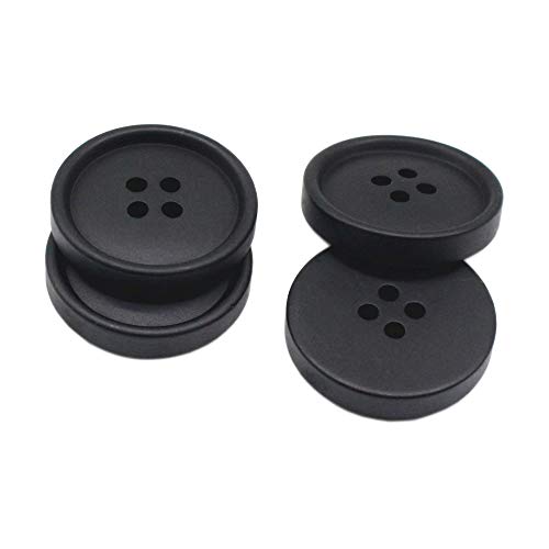 YaHoGa 50PCS 1 Inch 25mm Large Black Buttons Resin Buttons for DIY Sewing  Tailor Crafts Coats Clothes (25MM)