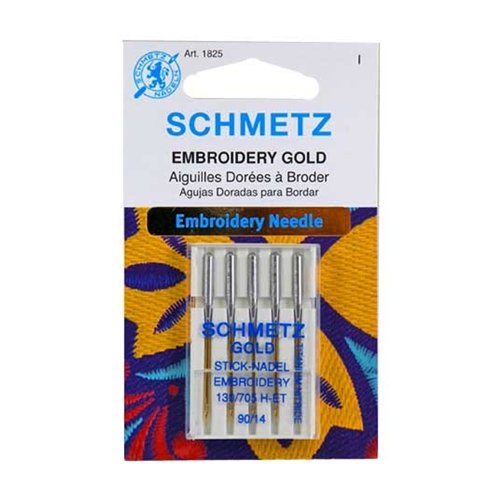 Schmetz Gold Titanium Embroidery Needles Size 90/14