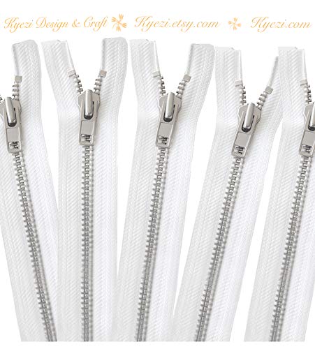 Kyezi Design and Craft 3 Inch - 36 Inch Silver Separating Jacket Zippers, 5 Teeth Zippers, Y-Teeth Heavy Duty Metal Zippers for Jackets, Large Metal