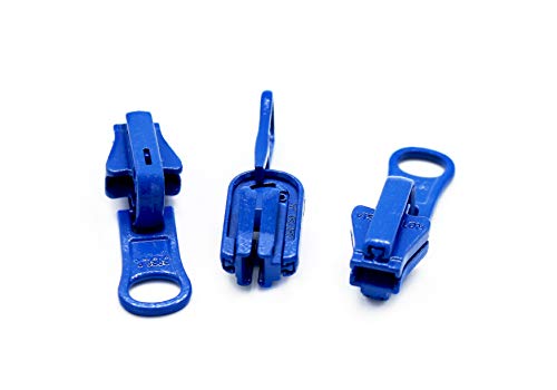 YKK #5 Molded Reversible Fancy Pulls Vislon Slider - 3 Pieces - Color Blue  (Made in the USA)